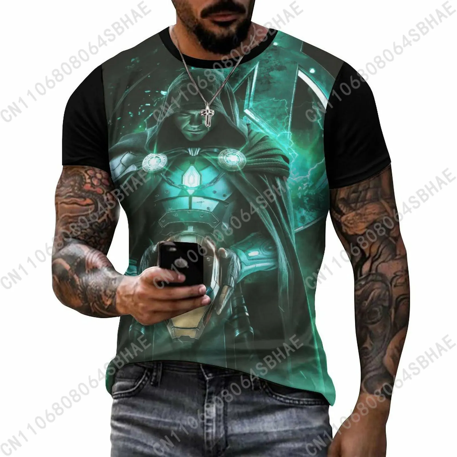 

Marvel Doctor Doom Custom Pattern Men's Cotton T-Shirt Short Sleeve Tee Men Tops Personalized Tshirt Summer Cosplay