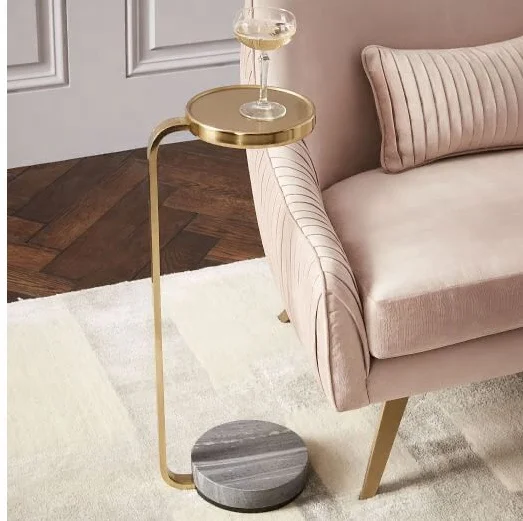 Factory Direct Wholesale Home Furniture Livingroom Small Side Table Round Metal Top End Table