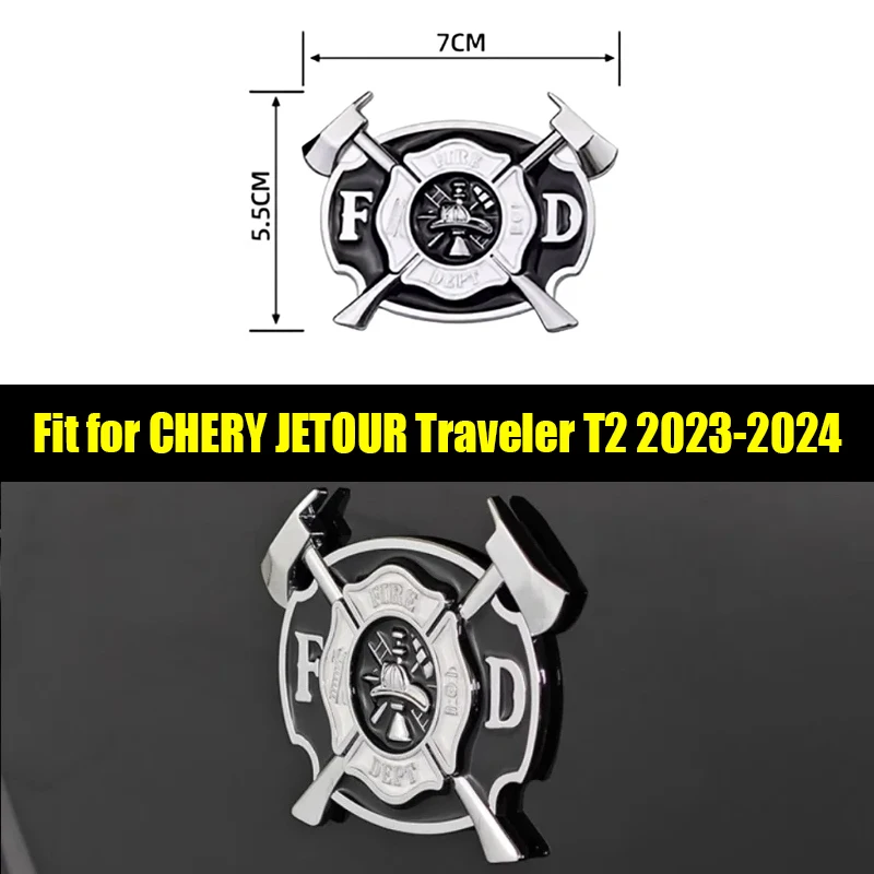 Rear Spare Tire Cover Badge Fit for CHERY Jetour Traveller T2 2023 2024 with Metal Four-wheel Drive Off-road Logo Accessories