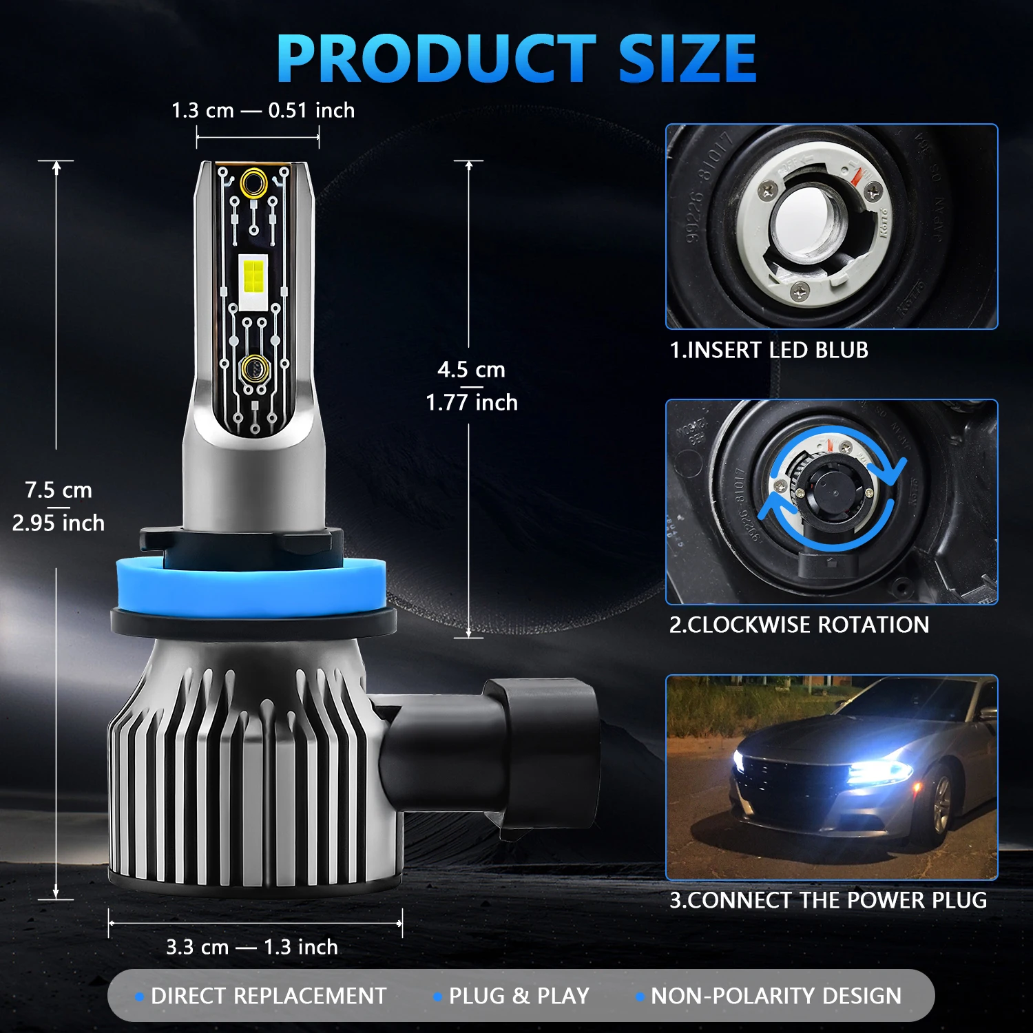 2 قطعة LED المصابيح الأمامية A6 H8 H9 H11 6500K 120 واط 12000LM مصابيح ضباب السيارة IP68 مقاوم للماء الطيران الألومنيوم لمبات تحويل عدة #5