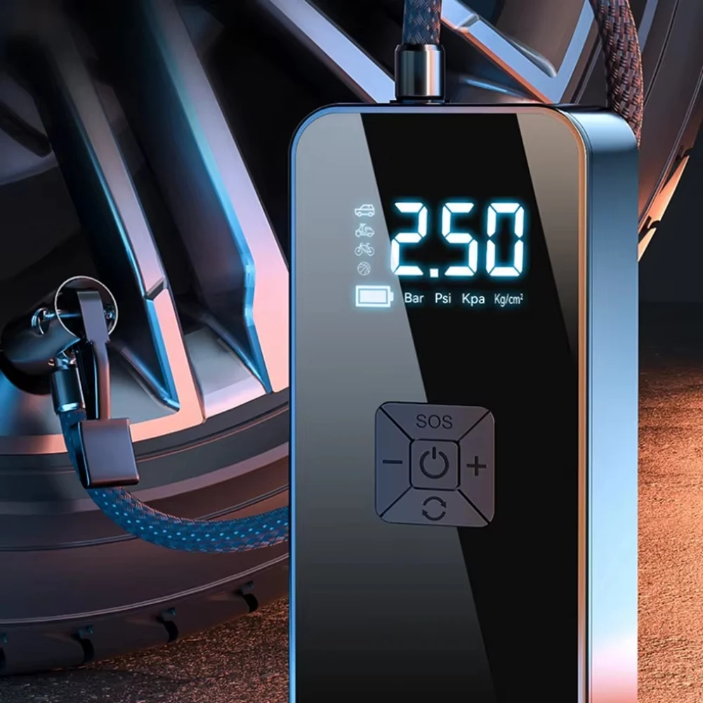 A07I Rechargeable Air Pump Tire Inflator Portable Compressor Digital Cordless Car Tyre Inflator for Motorcycle Bicycle Balls