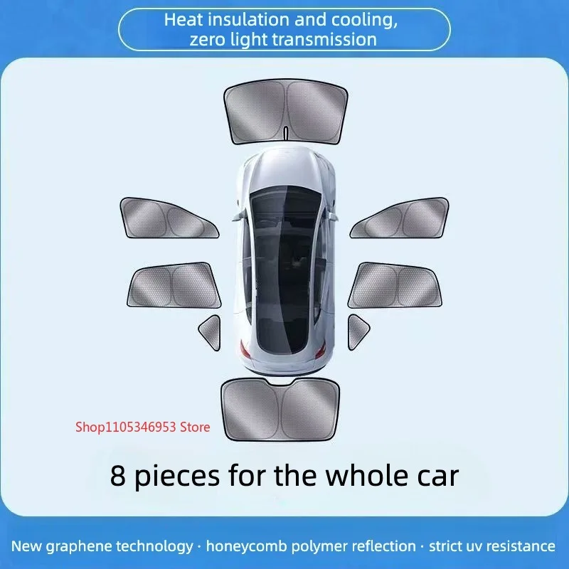 For Avatr 12 2023-2026 Ice Crystal Graphene Car Side Window Sunshade UV Block Heat Insulation Privacy Sun Visor Auto Accessories
