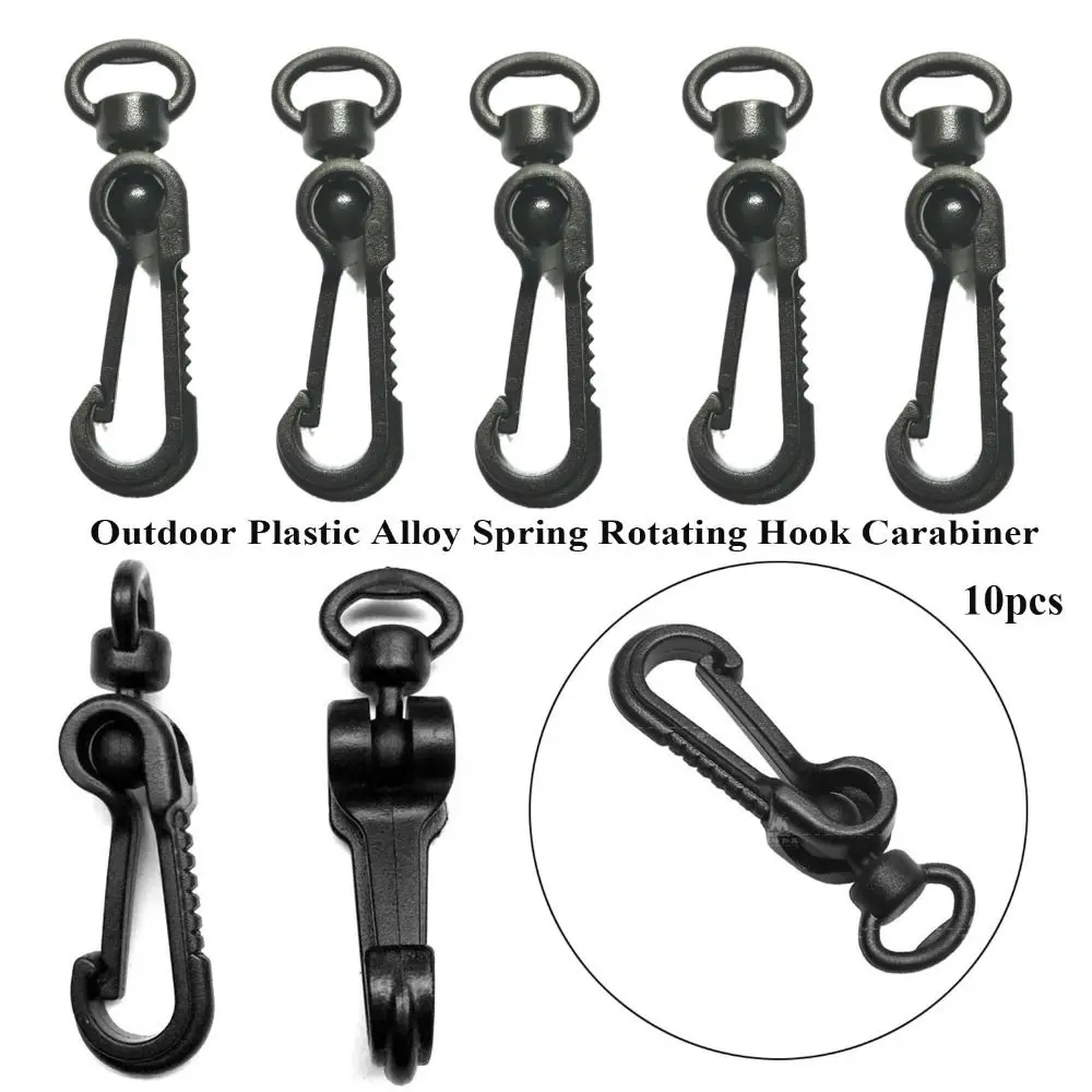 10pcs New Black Camping Hiking Keychain 10mm/13mm Plastic Alloy Carabiner Spring Quickdraws Keychain Outdoor Tool