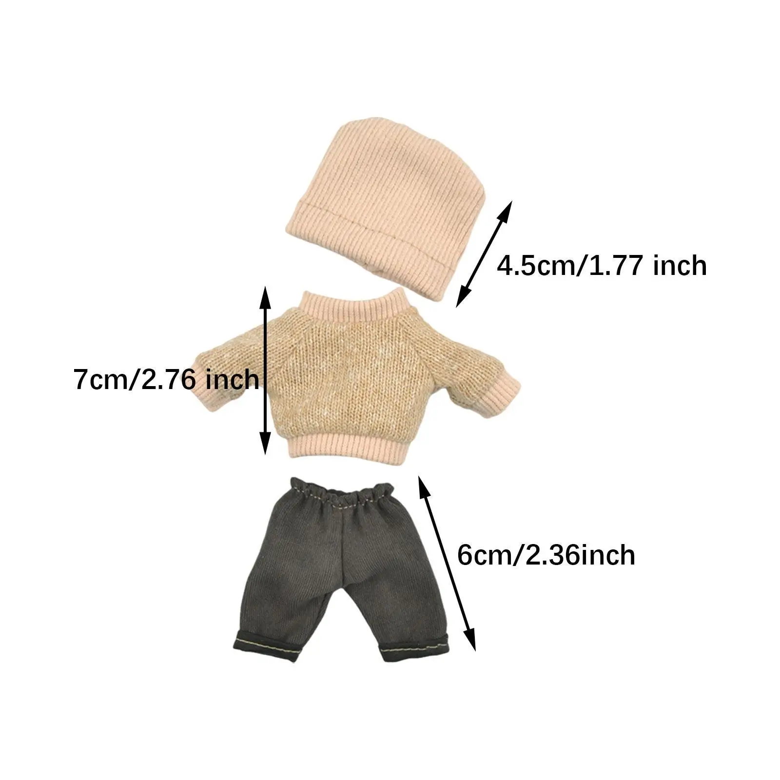 3Pcs Doll Clothes for 16cm Plush Doll Doll Outifits Hoodie, Hat and Pants Fashion Photo Props Accessory for Children's Gifts