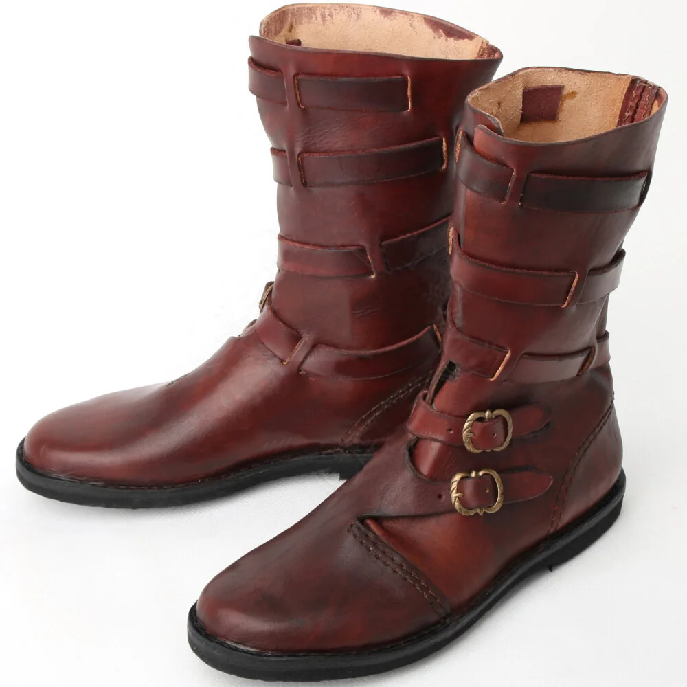 Mittelalterliche Piraten- und Ritterstiefel für Cosplay, Neue Europäische und Amerikanische Renaissance-Römerschuhe, Rollenspiel-Stiefel mit Runder Spitze und Niedrigem Absatz – Detail 6