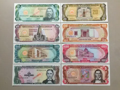 Dominican, Different Notes and Coins, Original Note Coin for Collection