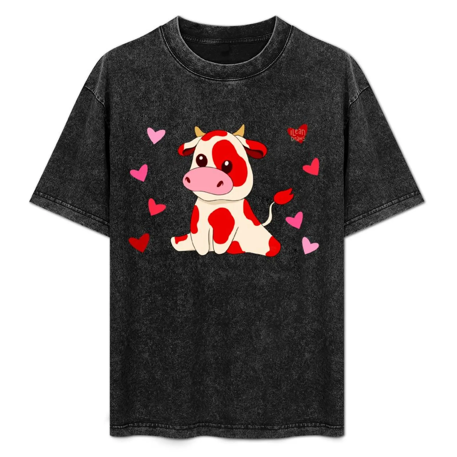 

Amor Cow T-Shirt Minimalist Plain Crew Neck T-Shirt