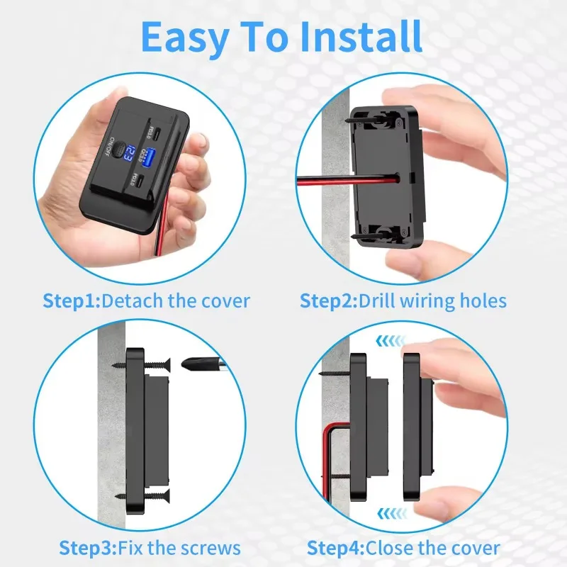 2025-شاحن سيارة بشاشة رقمية جديدة الأكثر مبيعًا مع زر تشغيل/إيقاف، محول شحن سريع مع شاشة جهد لسيارة/RV 12 فولت/24 فولت #3