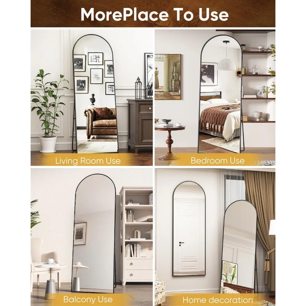 Vrijstaande spiegel over de volledige lengte, 65"x22", vloerstaande spiegel voor slaapkamer, geschikt om op te hangen of vrijstaand gebruik