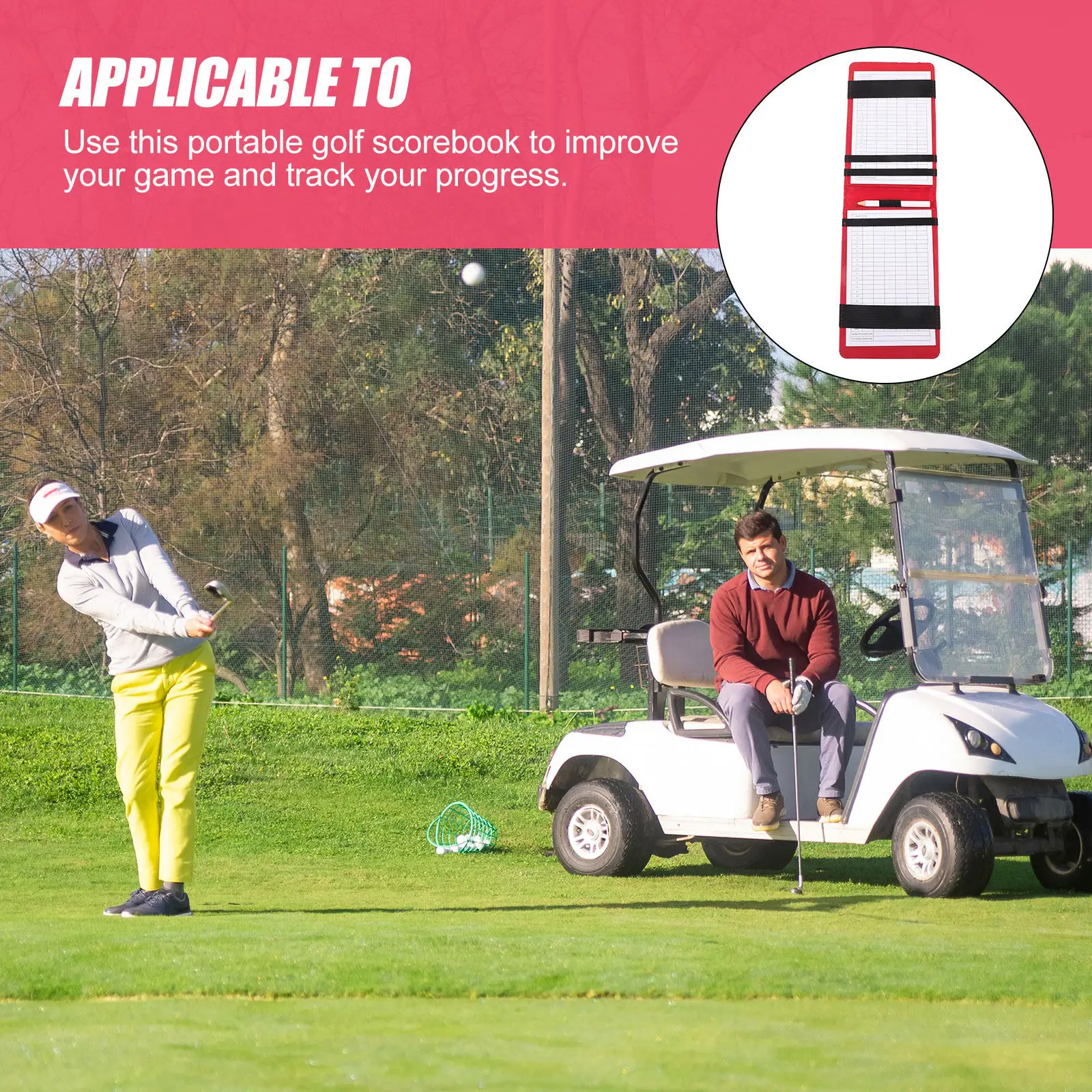 

Golf Scorebook PU Compact Golf Scorecards Holder Lightweight Portable Score Recording Notebook Water Resistant
