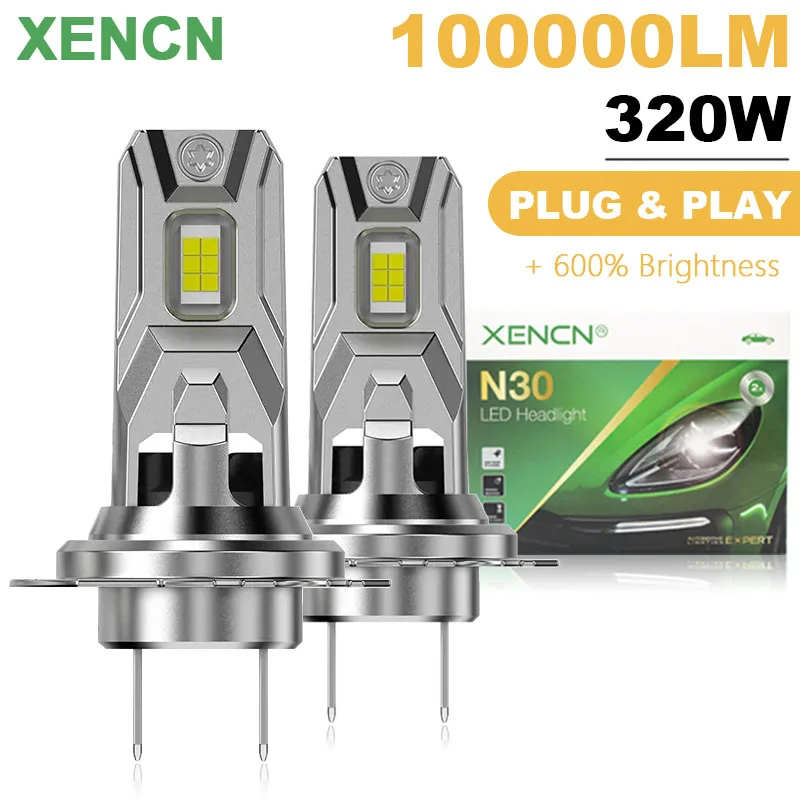 XENCN LED H4 H7 H11 Car Headlight Bulb Canbus 100000LM 320W 1:1 Size Design Mini LED Head Lamps Wireless Auto Lights 12V 6500K