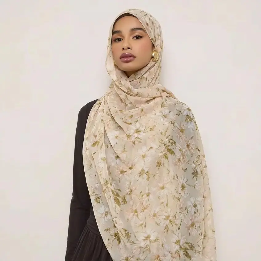 

Newest Fashion Print Floral Chiffon Headscarf Shawls Long Elegant Muslim Women Hijab Wraps Ladies Soft Simple Scarf 180*70cm