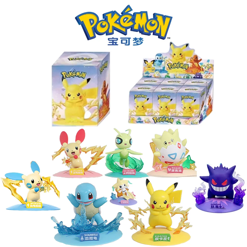 ตุ๊กตาโปเกมอน 12 ตัว แบบสุ่ม กล่องสุ่ม โมเดลอนิเมะ ของตกแต่งโต๊ะทำงาน ของเล่นโปเกมอน ของขวัญวันเกิดสำหรับเด็ก