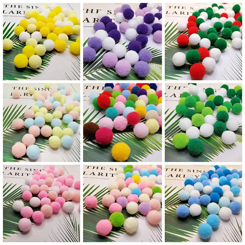 

100 Pcs 10mm Pompom Fur Balls Chrismas Colors DIY DIY Pom Pom Ball Candy Colors Elasticity DIY Plush Ball Handmade Kids Toys