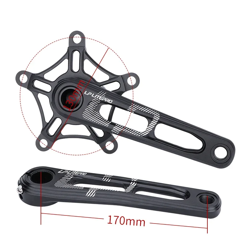 LP Litepro Folding Bicycle Crank 170MM aluminum Hollow Integrated 53T 56T 58T Single Chainring 130BCD Bike Chainwheel Crankset