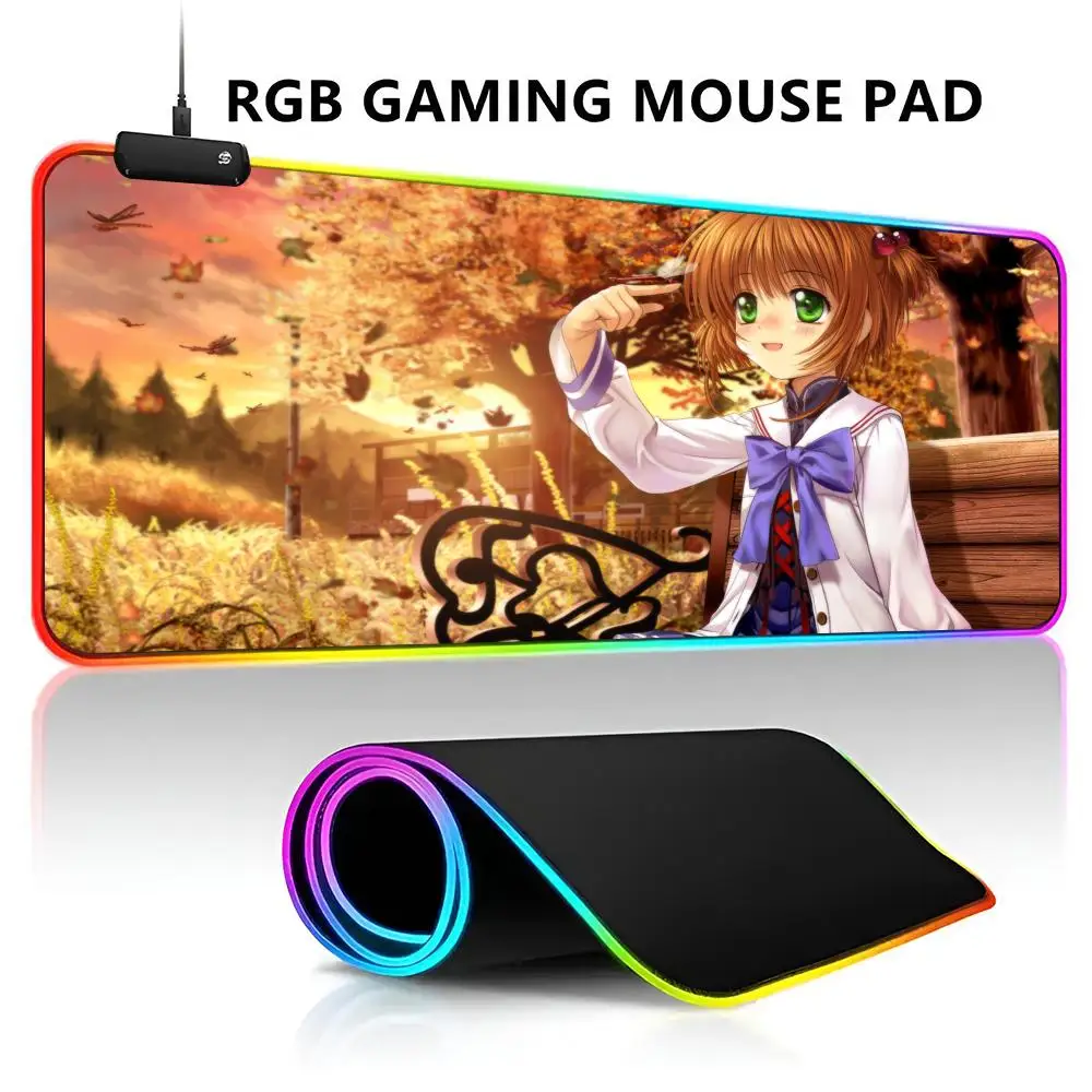 C-Cardcaptor Sakura Magic Mouse Pad RGB LED Light Gaming Waterproof Large Gamer Mouse Carpet Big Mause Keyboard Pad PC Desk Play