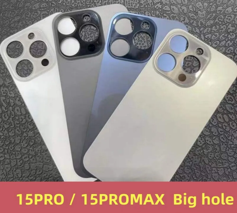 For iPhone 15/15PRO/15PROMAX Back Glass+3M glue Back Cover Replacement High Quality Housing Battery Cover Big Hole Rear Glass