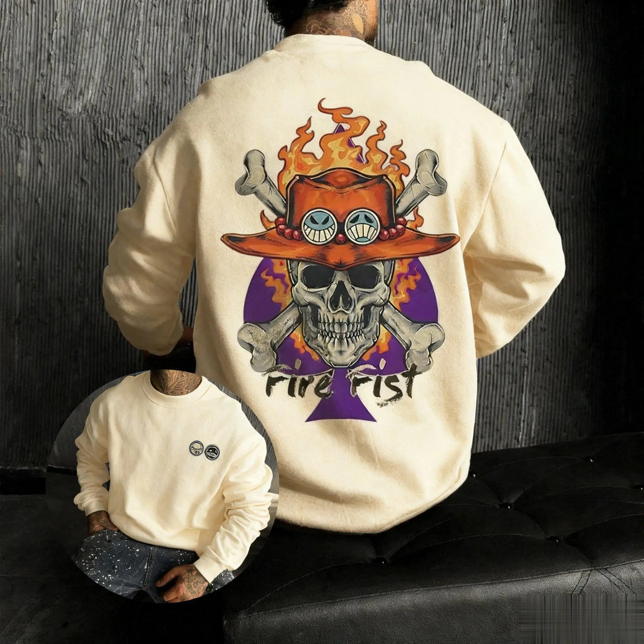 المتضخم خمر قطعة واحدة أنيمي طباعة الرجال النساء البلوز البلوز هوديي الشارع الشهير تأثيري رياضة الخريف موضة Y2k الملابس #1