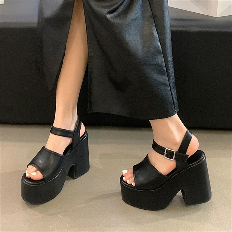 Eilyken Concise Rome Style Chunky Platform Wedge High Heels Women Sandals Summer Open Toe Buckle Strap Party Ladies Shoes