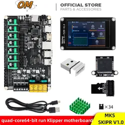 MKS SKIPR Placa Impressora 3D, Quad-core, 64Bits SOC, Klipper EMMC, Tela 3.5 