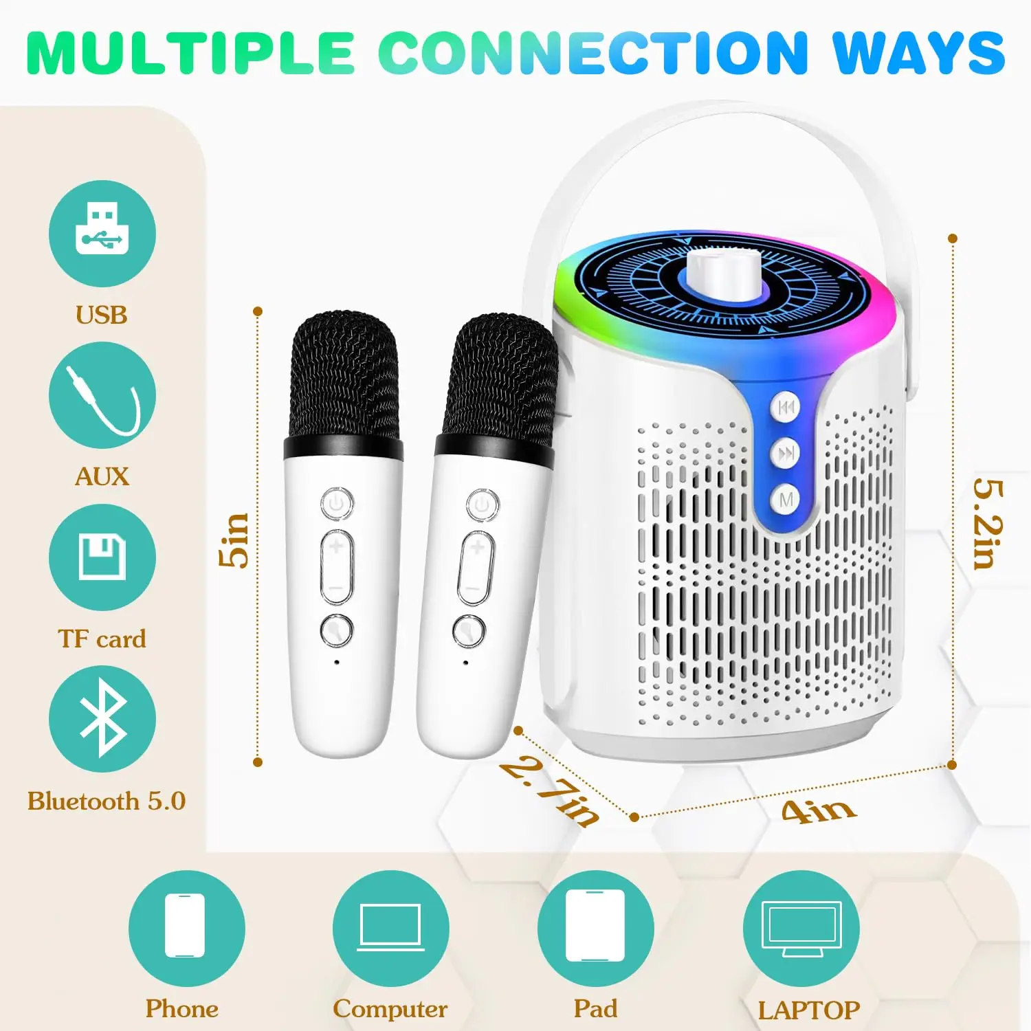 Bluetooth Karaoke Machine for Adult and Kid,Wireless Microphone/PA/TWS Speaker System,Portable Singing Machine for PartyBirthda