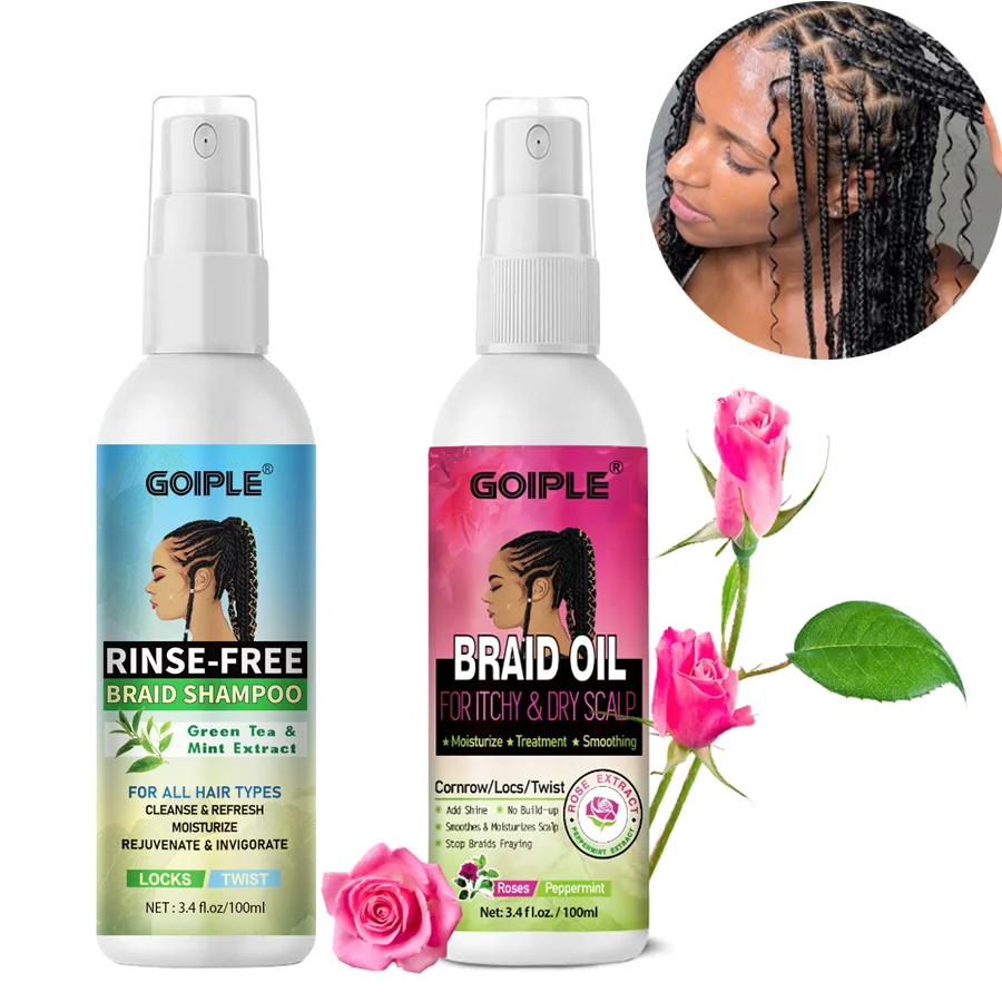 

Braid Clean Shampoo Braid Essence Oil Set No-rinse Shampoo with Moisturizing Nourishing Oil Smooth Shiny Plait Hair Care Product