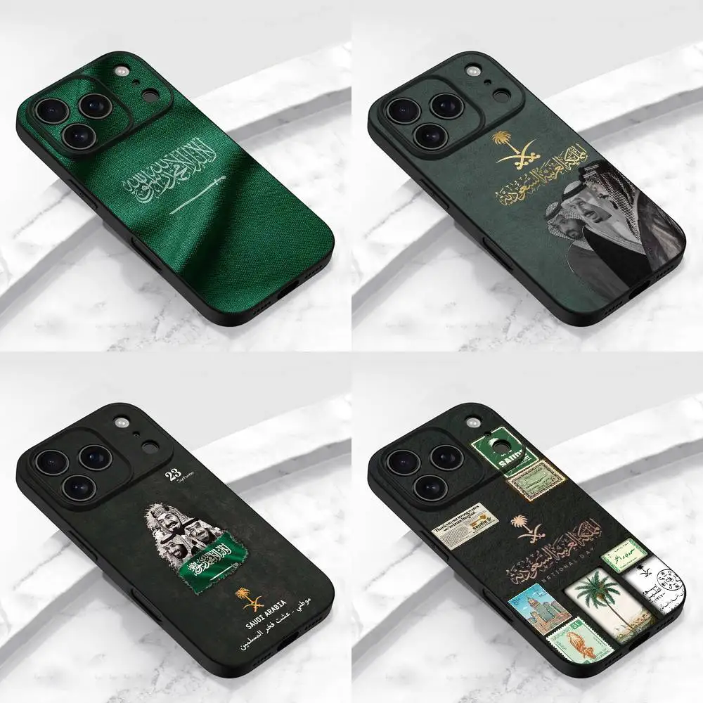 المملكة العربية السعودية سلمان جواز السفر العلم جراب هاتف آيفون 15,16,12,14,13,11,17,Pro,Max,Plus,E,Air,غطاء أسود صغير #1