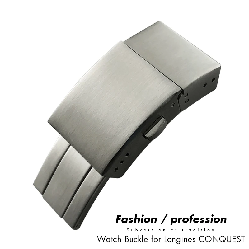 316L Stainless Steel Folding Buckle 19mm for Longines Hydroconquest L3.781 782 Rubber Strap Watchband Watch Butterfly Clasp