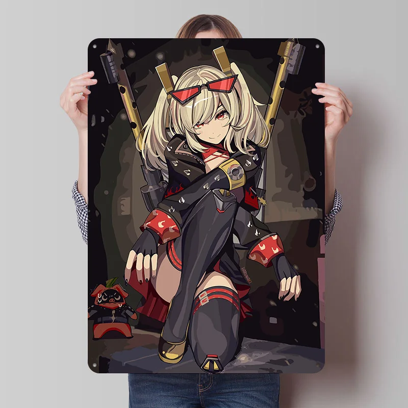 

Металлическая табличка с изображением аниме-девушки в красных солнцезащитных очках, винтажный постер, ретро-декор для спальни и дома