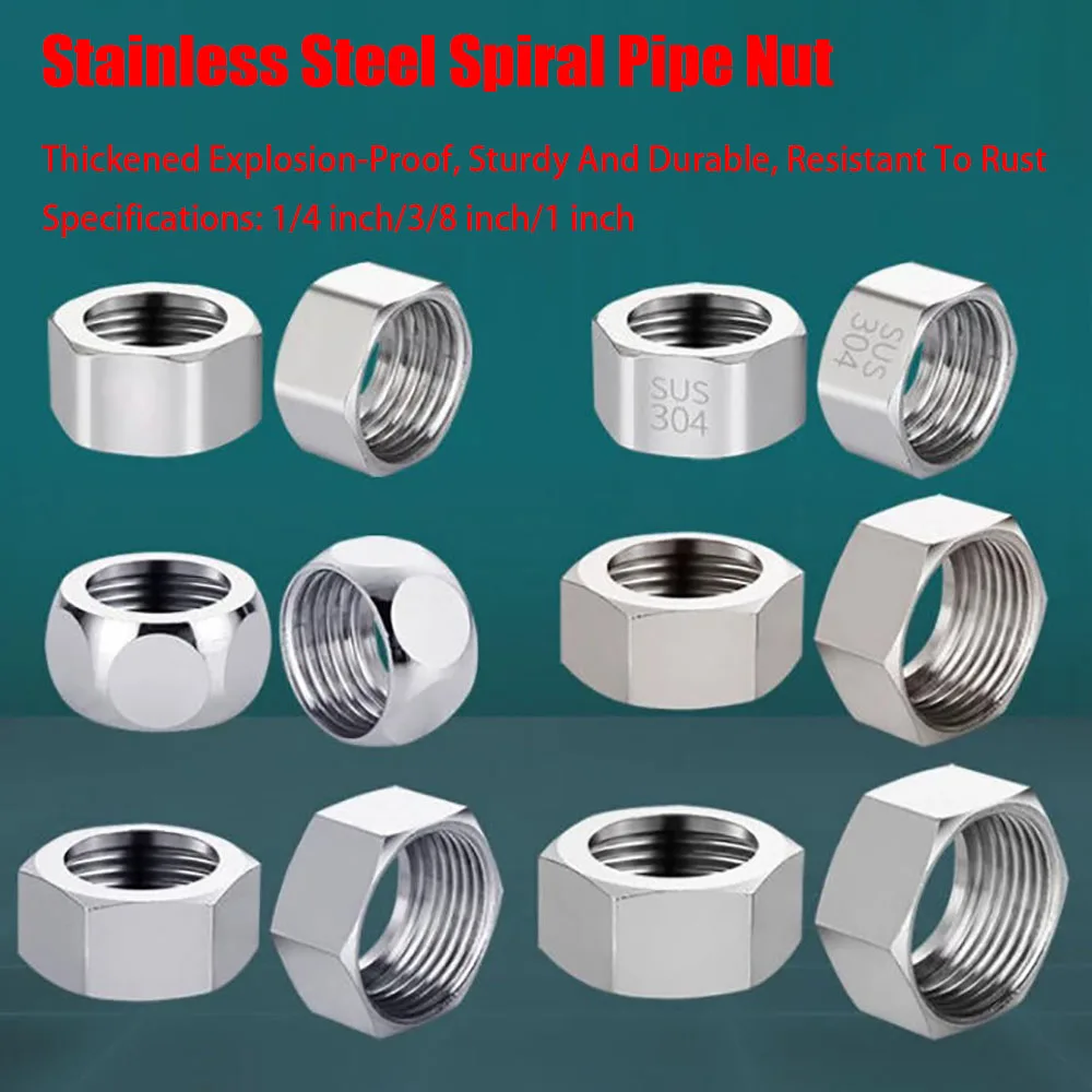 Thickened Copper Nut 1.2 Inches 1.5 Inches 2 Inches Inlet Hose Copper Joint Accessory 304 Stainless Steel Corrugated Pipe nut