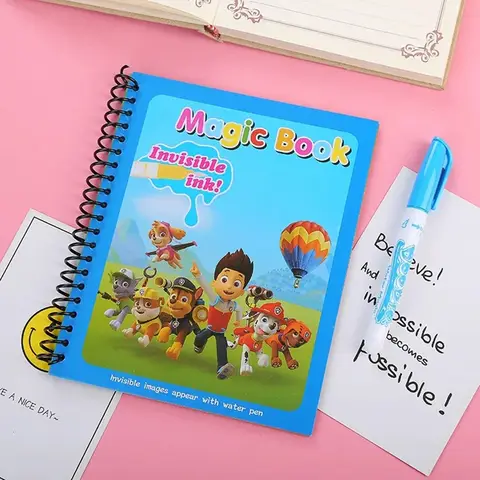 Paw Patrol  Drawing Coloring Books for Kids Magic Water Book with Pen Children Learning Education Toy Baby Montessori Toys
