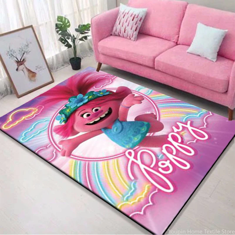 Disney Trolls Band Together Kids Non-slip Large Area Rug 3D Carpet for Home Living Room Baby Bedroom Sofa Doormat Decor Mat Gift