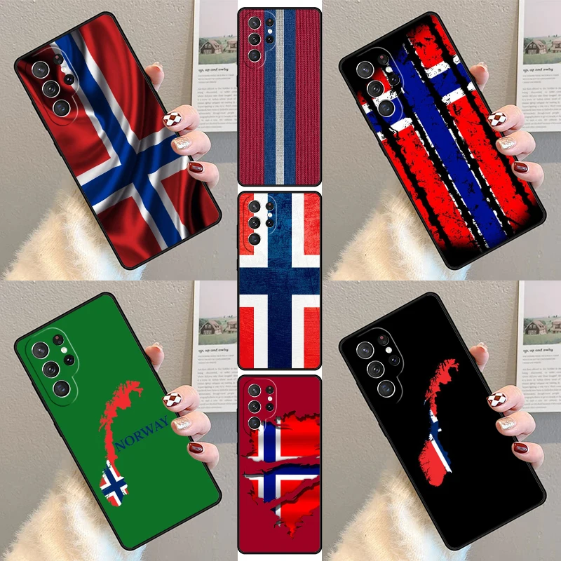 Norway Flag Phone Case For Samsung Galaxy S23 S21 S20 FE S24 S22 Ultra Note20 S10 S9 S8 Plus Silicone Cover