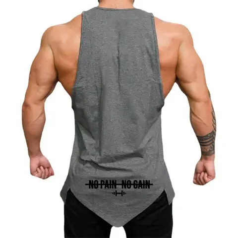 Zomer Muscle Tank Tops Heren Onregelmatige Zoom Mouwloze Shirts Katoen Gym Kleding Bodybuilding Onderhemd Casual Fitness Tee Tops