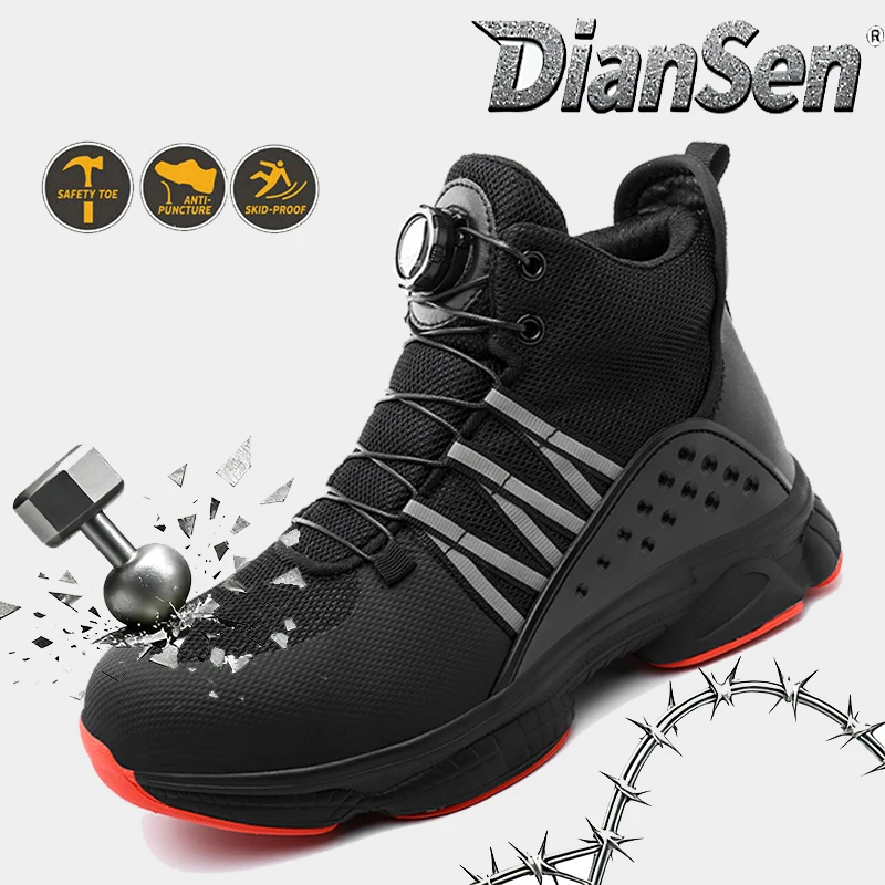 Work Safety Boots & Shoes Steel Toe Anti-smash Industrial Shoes Breathable Hiking Boots Protective Boots for Outdoor Work