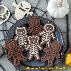 3Pcs Halloween Skull Cookie Cutter 3D Plastic Skeleton Gingerbread Man Biscuit Mold Fondant Pastry Cartoon Cake Decoration