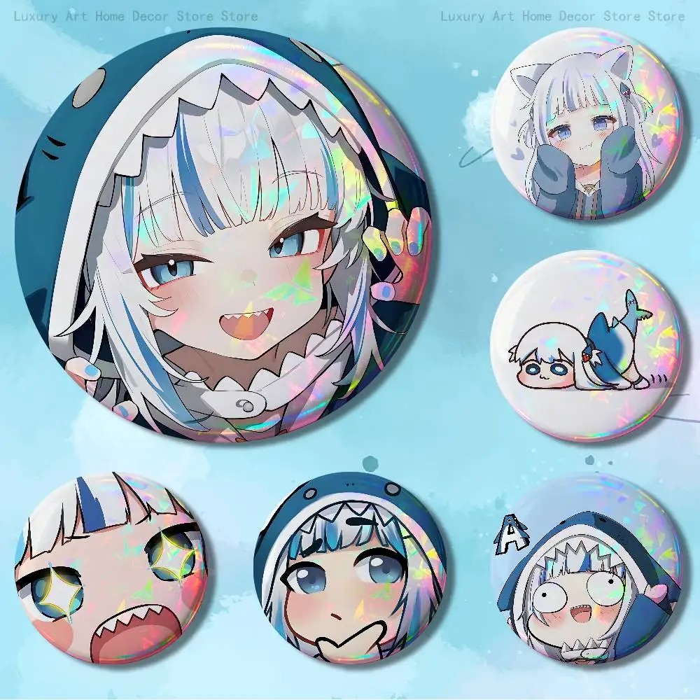 

Cute G-Gawr G-Gura 32mm 58mm 75mm 44mm 25mm Anime Badges Brooches DIY Pins Decorations Birthday Gifts