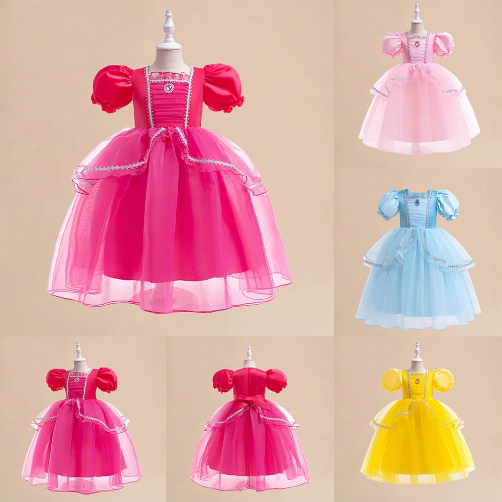 Mädchen Cosplay Prinzessin Tutu Kleider Kinder schlafen Schönheit Party Kleid Mädchen Puff Ärmel Mode Abendkleid Kinder Flash Kleidung