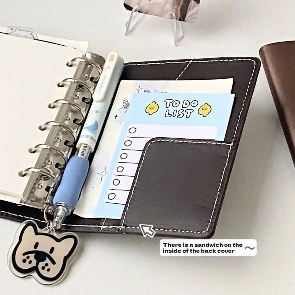 A7 Brown Leather Notebooks Kawaii Portable Pocket Books With Thickened 40 Blank Inner Page Hand Ledgers School Students' Dairy