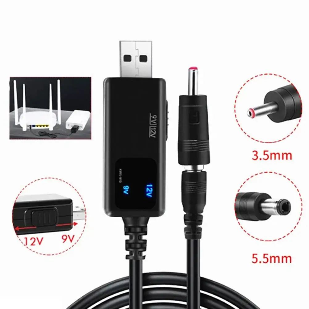 USB Boost Cable 5V To 9V 12V Power Adapter Converter 3.5mm Plug Step Up Line For WiFi Router Modem Mini Fan Device - view 4