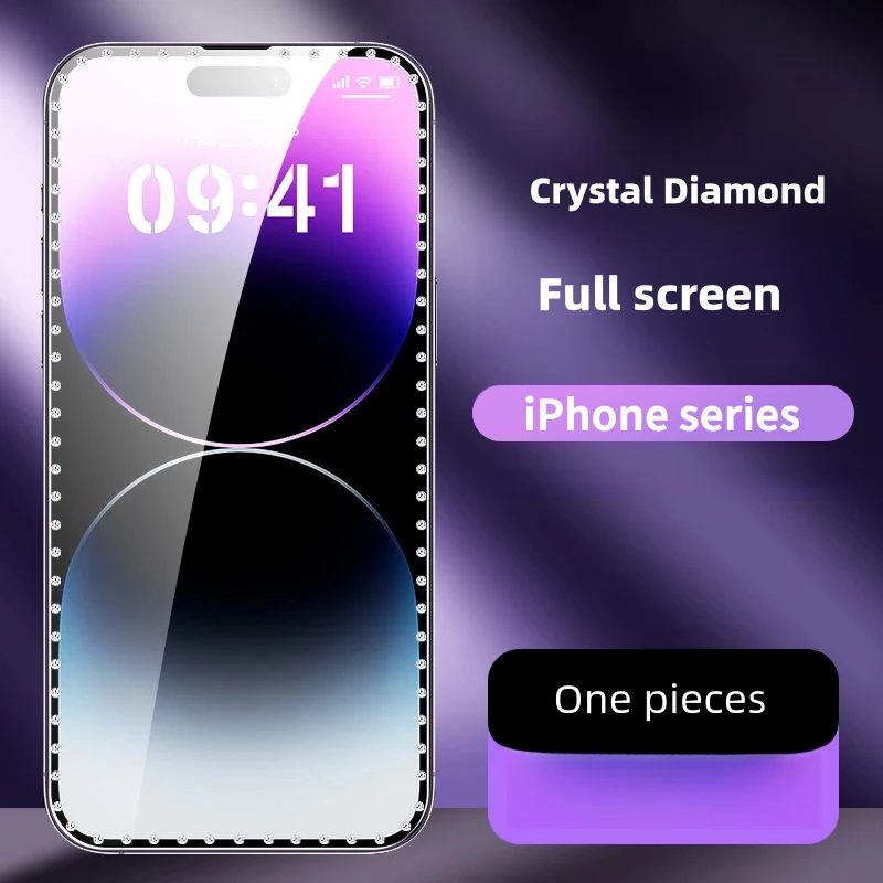 Designed for iPhone 15,14, 13, 13 ,12 Screen Protector Tempered Glass, crystal diamond Case Friendly Anti Scratch Bubble Fre