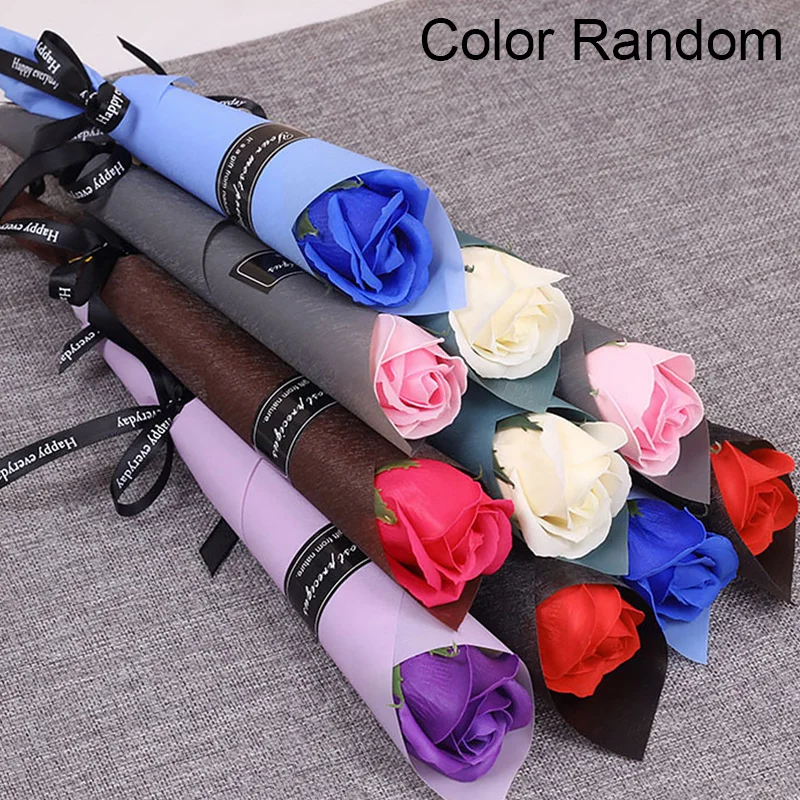 5pcs Creative New Soap Rose Bouquet Valentines Day Gift For Friends Wedding Bouquet Gleam Home Decoration Flowers Gifts Bouquet