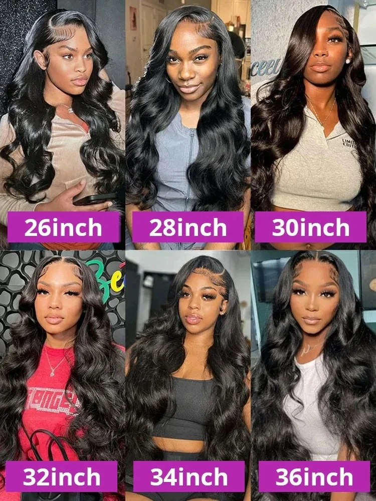 Perruque Body Wave Brésilienne Naturelle pour Femme, Cheveux Humains, 13x6 HD, 13x4 HD, 30 40 Pouces, Densité 200