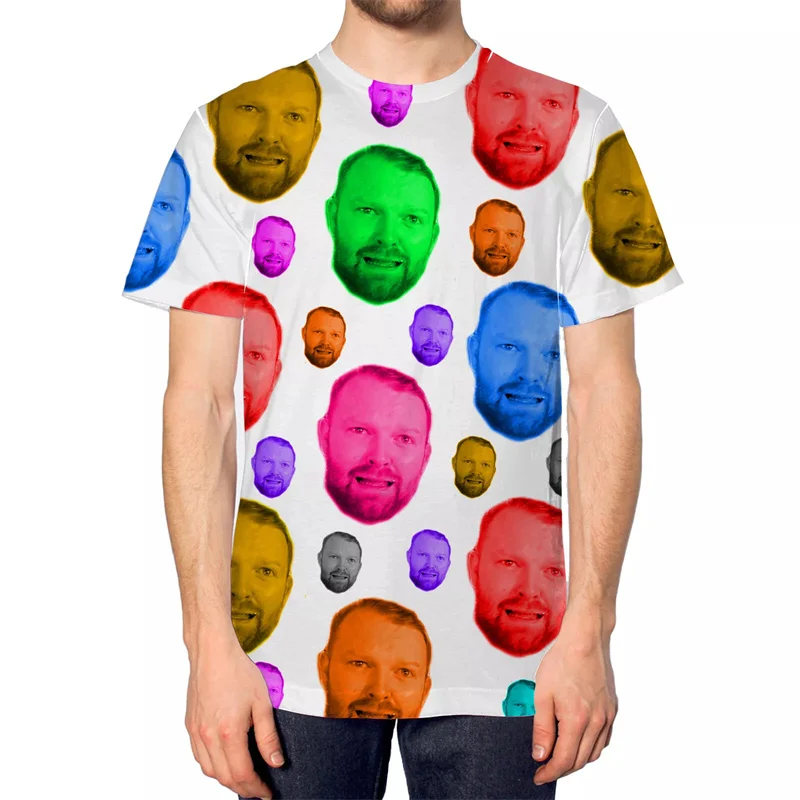 Bachelor Party Funny Face Custom T-shirt Men Women Gradient 3D Print Humour Photo Personality Novel Design Hip Hop Street Y2k
