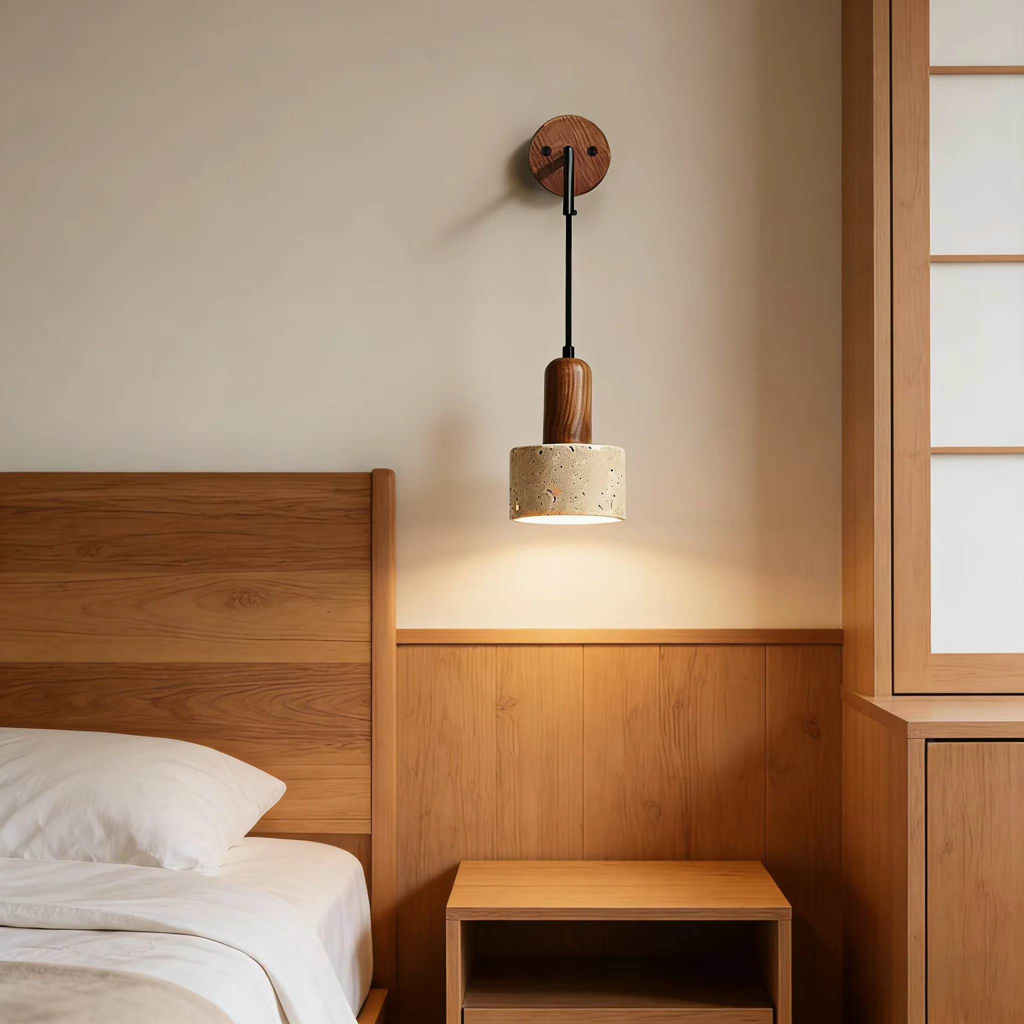 Obrázek 7: Přírodní žlutý mramor LED e27wall lampa, japonský wabi sabi teplý lehký, u postele dekorace pro domácí pobýt studovat restaurace