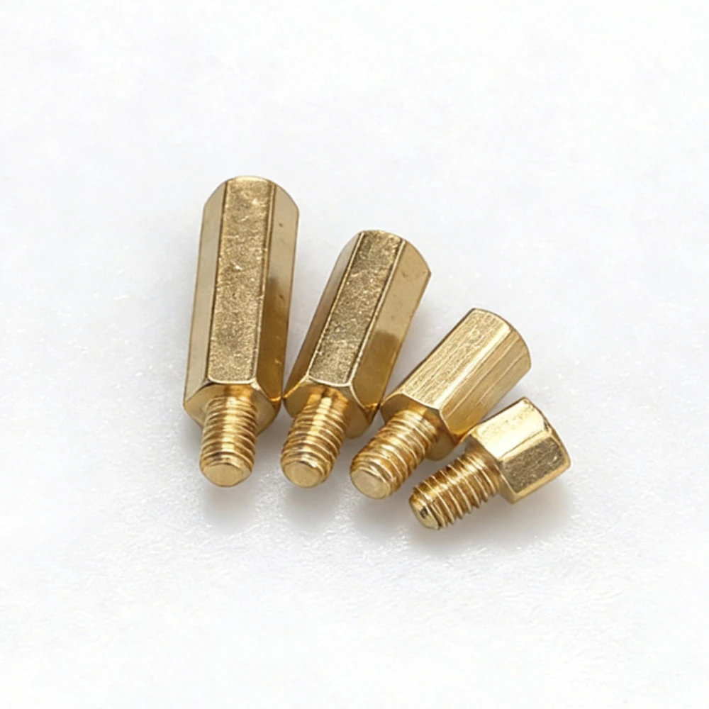 180PCS Hardware Copper Nails Brass Hexagonal Copper Columns M4 Metal Nut Screws Columns Isolation Columns Screw Posts Fasteners