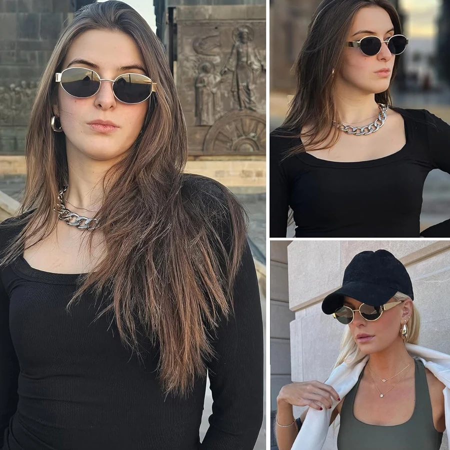 Retro Oval Sunglasses for Women Men Trendy Sun Glasses Classic Shades