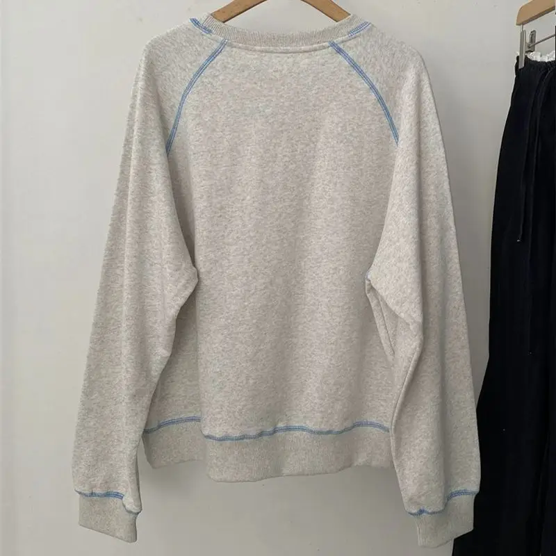 Coreano sle longo sve impresso moletom solto ajuste ex primavera outono faion emagrecimento versátil topo na moda streetwear