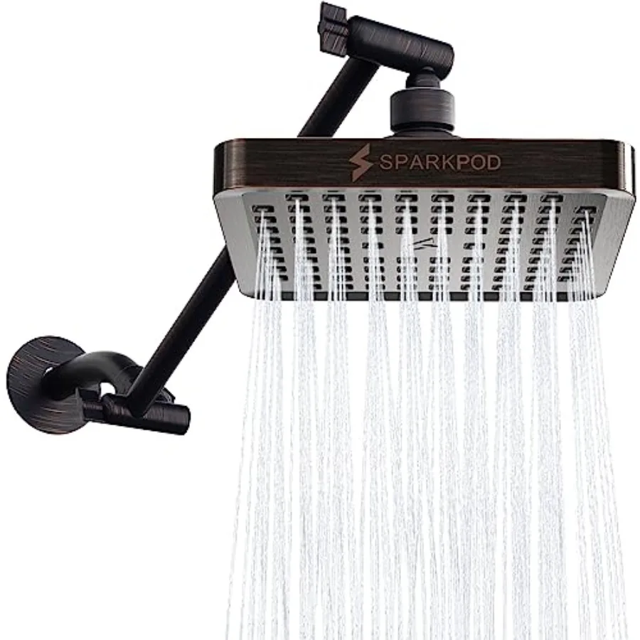 

Rain Shower Head with Extension Arm - Height Adjustable Shower Head with High Pressure Performance - Easy 1-Minute Installation