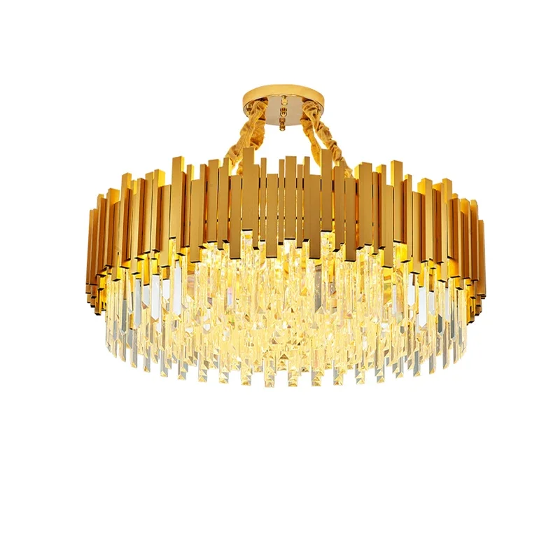 Moderne Luxe Kristallen Plafondlamp Zwart Goud Kristal Led-Ophanging Hanglamp Voor Woonkamer